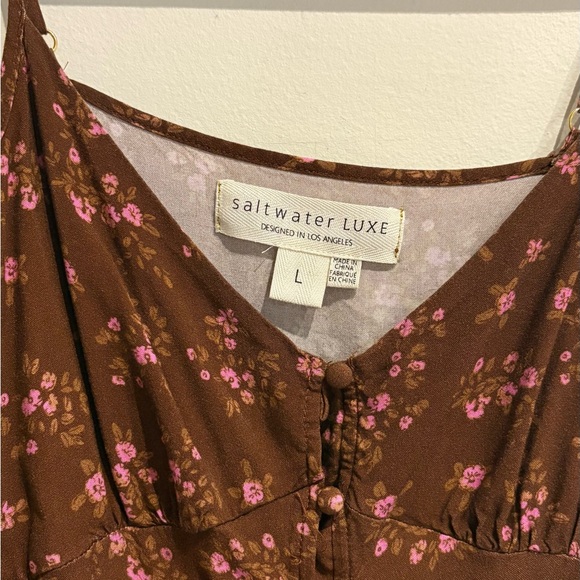 SALTWATER LUXE TORI MIDI DRESS in PECAN Floral Print Size Large - Picture 8 of 9